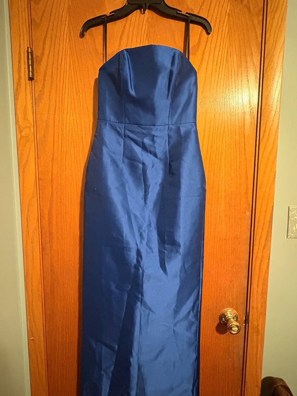 ALFRED SUNG Strapless Sapphire Blue Evening Gown